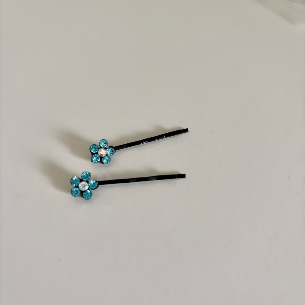 Blue Floral Hair Pins